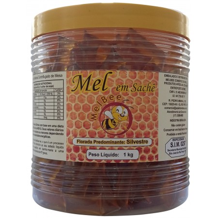 Sachês de Mel Silvestre - Pote 1 kg - Em tiras (~220 sachês)